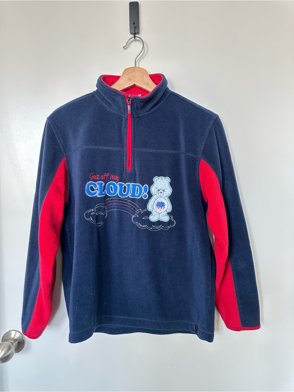 Vintage Care Bears Grumpy Bear Get Off My Cloud 1/4 Zip Fleece Y2K